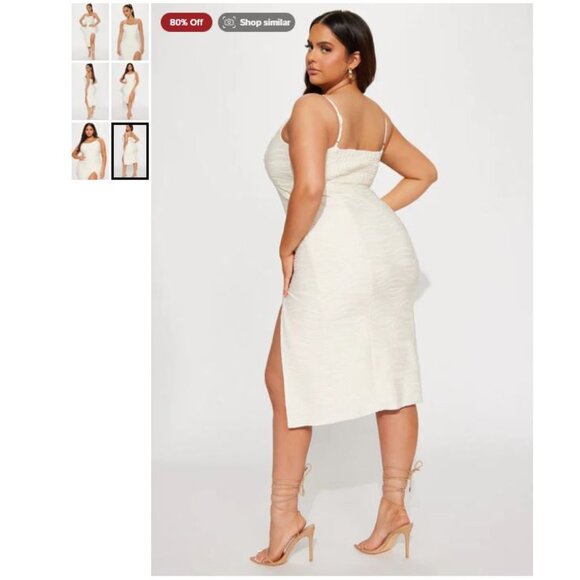 Fashion Nova Curve - Feeling Textured Midi Dress - Cream - Size 3X NWT - Picture 4 of 11